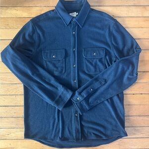 Deep Navy Textured Button-Up Shirt Jacket